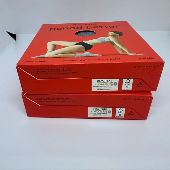 Thinx for All Gray Set of 2 Super Absorbency Brief Period Underwear - Picture 8 of 9